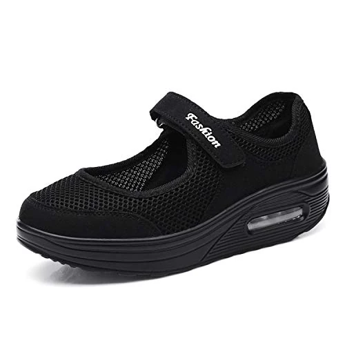 Oferta limitada: Kauson Mujer Zapatillas de Deporte Cuña Zapatos para Correr Plataforma Ligero Sneakers Adhesión rápida Calzado de Malla 4.5cm Negro Negro Rojo Gris 35-42 de 14.99 € a 14.99 € (ahorro 0.00%)