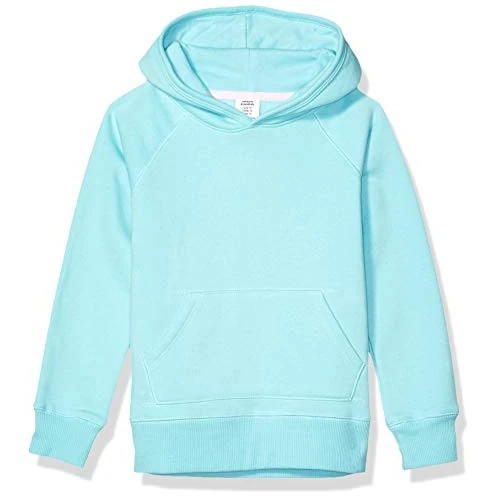Amazon Essentials Girls' Pullover Hoodie Sweatshirt, Aqua Blue, 9 Years