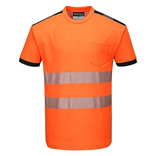 Portwest PW3 Hi-Vis T-Shirt S/S, Size: XS, Colour: Orange/Black, T181OBRXS