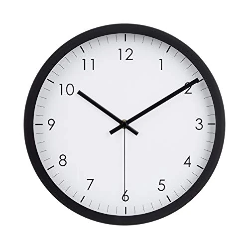 Limited-time offer: Amazon Basics Wall Clock, Classic Easy-Read Silent Battery-Operated Round Analog Clock, 30.5 cm, Black, for Office Kitchen Classroom from 12.34 GBP to 10.38 GBP (save 16%)