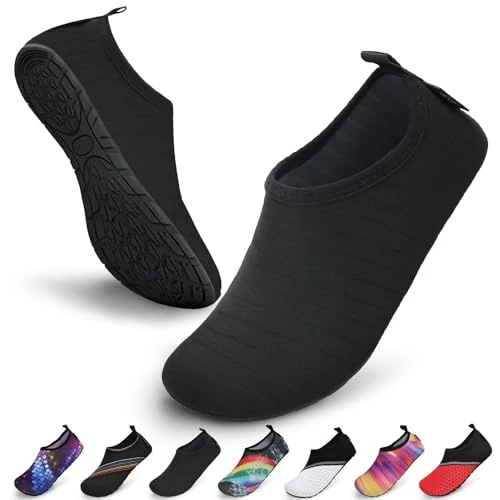 Tijdelijke aanbieding: SAGUARO Waterschoenen Heren Dames Zwemschoenen Antislip Lichtgewicht Watersportschoenen Sneldrogend Blote Voeten Schoenen voor Strand Zwembad Zee Surfen, Diep Zwart 38/39EU van 18.20 € naar 12.99 € (29% korting)