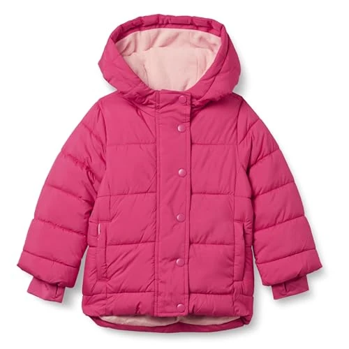 Amazon Essentials Girls' Heavyweight Hooded Puffer Coat, Water-Resistant, Pink, 2 Years