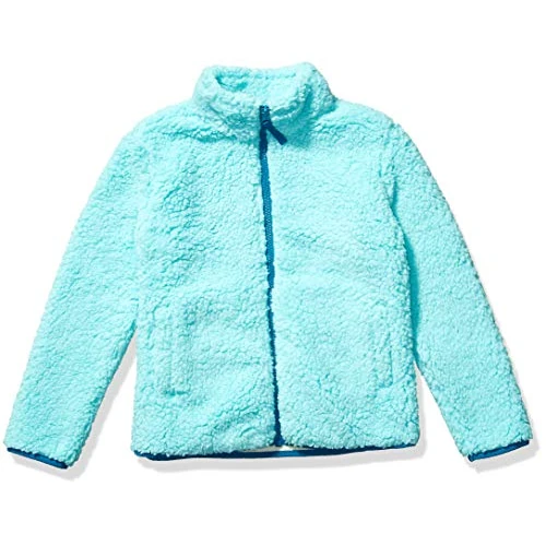 Amazon Essentials Sherpa Fleece Jas met volledige rits voor meisjes, Aqua Blauw, Medium