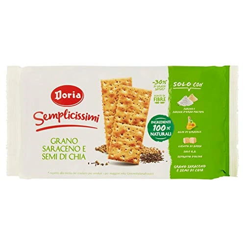 Offerta a tempo: Doria - Semplicissimi Cracker, Grano Saraceno e Semi di Chia - Ingredienti 100% Naturali - 21% da 1.89 € a 1.49 €