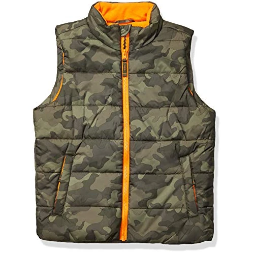 Amazon Essentials Gilet Matelassé d’Extérieur Épais Garçon, Vert Uniforme Motif Camouflage, 5 ans