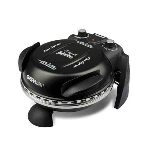 G3 Ferrari G10006 Pizza Express Delizia,Four à Pizza 1200 W, Thermostat Réglable jusqu’à 400°C, Cuit une Pizza Savoureuse en 5 min, Double Résistance, Livre de recettes et Spatules inclus – Noir