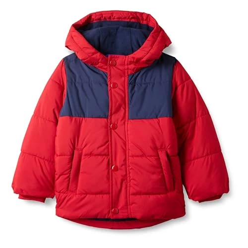 Limited-time offer: Amazon Essentials Boys' Heavyweight Hooded Puffer Jacket, Navy Red Colour Block, 9 Years from 17.80 GBP to 15.13 GBP (save 15%)
