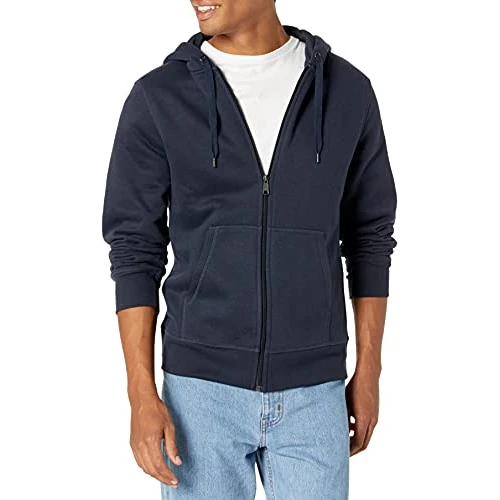 Amazon Essentials Herren Fleece-Kapuzenpulli mit durchgehendem Reißverschluss (erhältlich in den Größen Big & Tall), Marineblau, XS