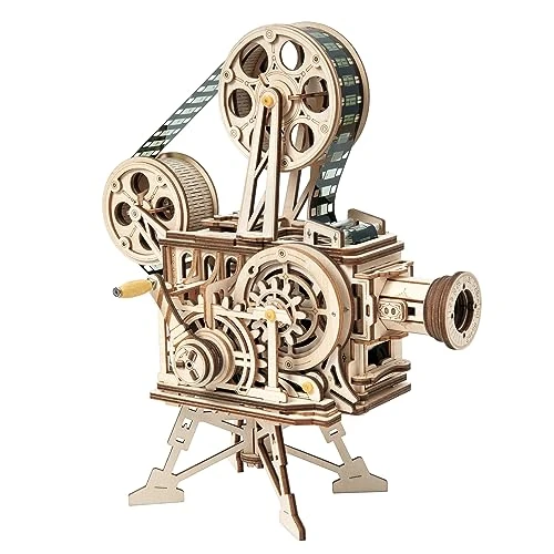 Offerta a tempo: ROKR Puzzle in legno Vitascope, kit di costruzione di modelli meccanici, kit di costruzione modello di ingegneria, proiettore cinematografico classico a mano per adulti e adolescenti - 20% da 49.99 € a 39.99 €