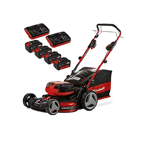 Einhell Accu grasmaaier GE-CM 36/47 S HW Li Kit Power X-Change (36 V, 47 cm maaibreedte, 700 m², zelfrijdend, borstelloos, mulching functie, incl. 4x 4,0 Ah accus, 2x Twincharger)