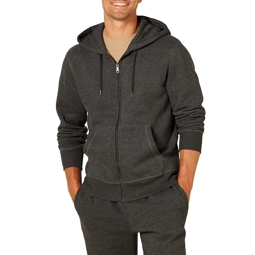 Offerta a tempo: Amazon Essentials Felpa con Cappuccio e Cerniera Integrale in Pile (Disponibile nelle Taglie Big & Tall) Uomo, Carbone Puntinato, XS - 11% da 16.47 € a 14.72 €