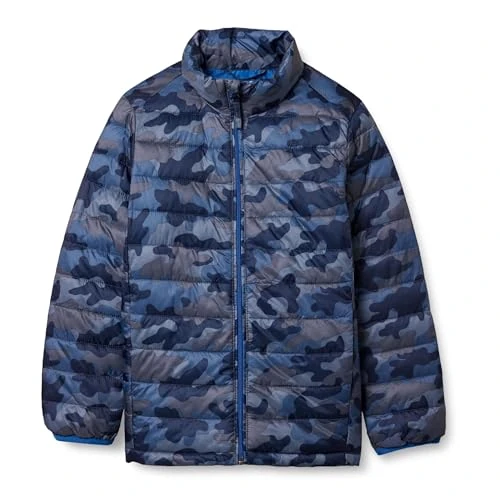 Limited-time offer: Amazon Essentials Boys' Lightweight Water-Resistant Packable Puffer Jacket, Blue Camo, 3 Years from 13.26 GBP to 13.26 GBP (save 0%)