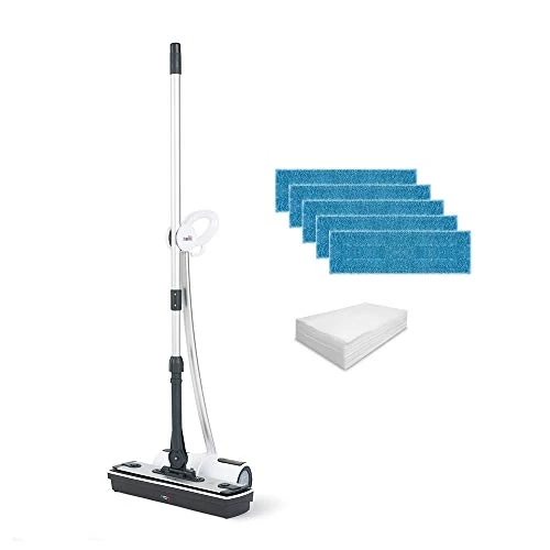 Polti Moppy White Premium, Nettoyeur Vapeur Sans Fil, pour Tous les Sols et Surfaces Verticales Lavables, Puissance 1500 W, Capacité du Réservoir 0,7 L, 25 Serpillères Incluses, Blanc