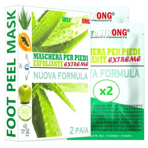 Offerta a tempo: Maschera Piedi ESFOLIANTE e IDRATANTE UltraSTRONG IT - Pedimask TOP - Rimuovere Calli e Pelle Morta piedi - impurità dalla pelle - pulizia profonda esfoliante piedi - Dermatologicamente testato (ALOE) - 0.00% da 9.89 € a 9.89 €