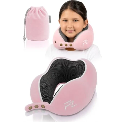Offerta a tempo: FLOWZOOM Comfy Kids Cuscino da Viaggio per Bambini – Cuscino per Auto e Aereo in Schiuma Memory con Larghezza Regolabile, Fodera Vellutata Lavabile e Sacchetto in Rete – Rosa, Taglia M (de 6 anni) - 21% da 35.95 € a 28.49 €