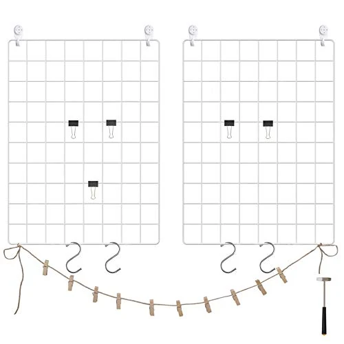 Limited-time offer: SONGMICS Grid Panels, Photo Wall Display, Metal Mesh Wall Decor, DIY, Hanging Picture Wall, S Hook, Clip, Hemp Cord, Set of 2, White LPP01W from 15.08 £ to 12.99 £ (save 13.86%)
