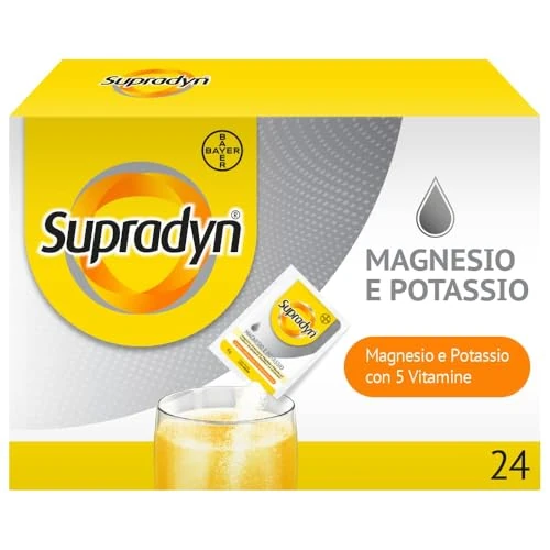 Offerta a tempo: Supradyn Magnesio e Potassio - Integratore Multivitaminico - 24 Bustine Effervescenti — 39% da 9,90 € a 6,04 €
