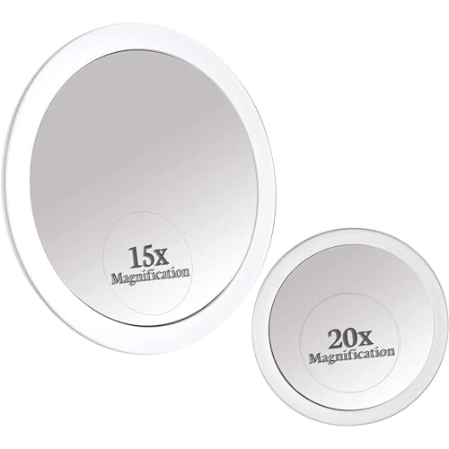 Begrenztes Angebot: Mirrorvana Vergrößerungsspiegel 20-Fach und 15-Fach mit Saugnapf, runder Kosmetikspiegel für Make-up, Ø 15 cm und Ø 10 cm von 24.99 EUR auf 19.99 EUR (Rabatt 20%)
