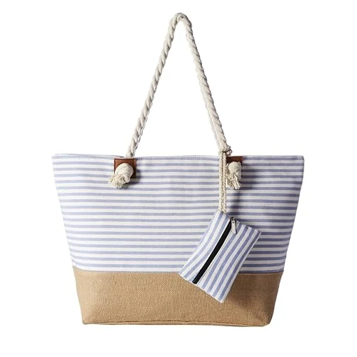 Oferta limitada: DonDon Bolso de playa grande impermeable con cremallera Rayas azul claro de 22.99 € a 22.99 € (ahorro 0.00%)