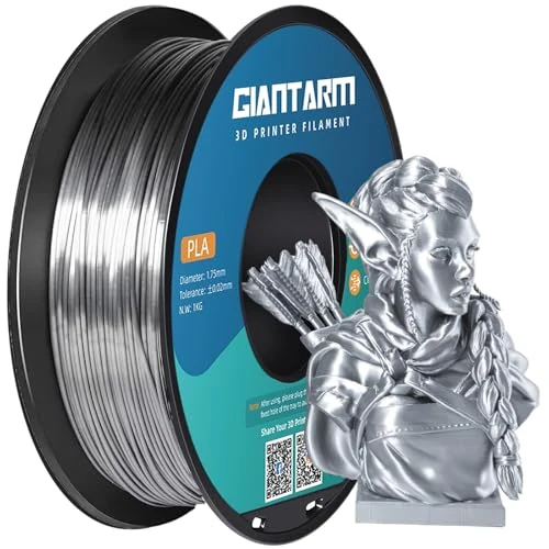 Oferta limitada: GIANTARM Filamento PLA Seda plata 1.75mm,Precisión Dimensional +/- 0.03mm，Impresora 3D PLA Filamento Plateado 1 kg Carrete de 26.99 EUR a 17.38 EUR (ahorro 36%)