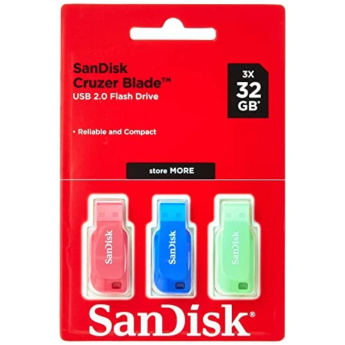 Offerta a tempo: SanDisk Cruzer Blade 3X 32GB - 32 GB - USB Tipo A - 2.0 - Senza Coperchio - Blu - Verde - Rosa - 36% da 25.19 € a 16.11 €