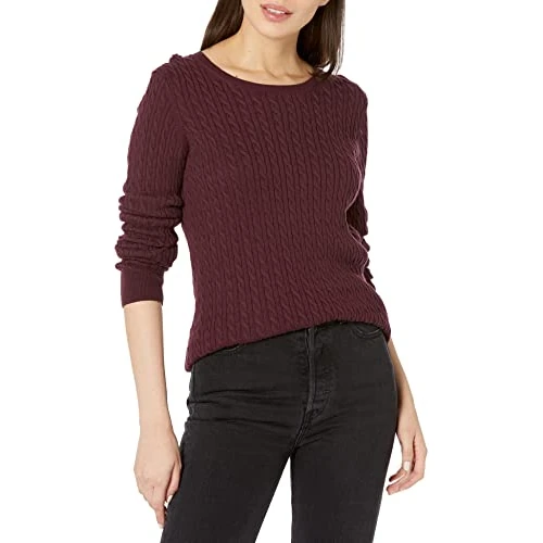 Offerta a tempo: Amazon Essentials Maglione A Girocollo A Coste Leggero A Manica Lunga (Disponibile in Taglie Forti) Donna, Bordeaux, XXL - 35% da 21.70 € a 14.08 €
