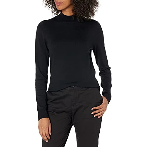 Amazon Essentials Lichtgewicht Mockneck Sweater Zwart, L