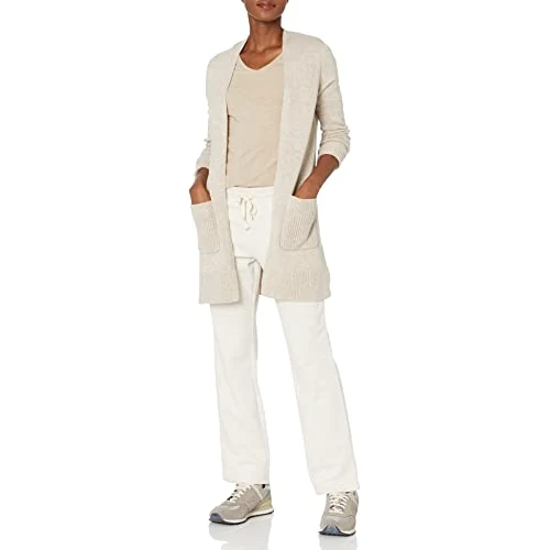 Amazon Essentials Women's Lightweight Longline Open-Front Long Sleeve Cardigan (Available in Plus Size) , Oatmeal Heather, XL