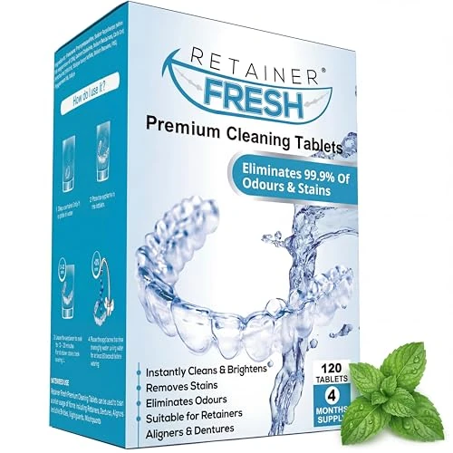 Retainer Fresh Retainer Cleaner Tablets - 120 Tablets 4 Month - Retainer Cleaning Tablets, Mouth Guard Cleaner, Denture Cleaner, Aligner Cleaner, Brite Retainer Tablets