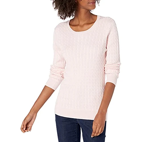 Offerta a tempo: Amazon Essentials Maglione Leggero a Maniche Lunghe con Lavorazione a Trecce Donna, Rosa Chiaro, S - 0.00% da 17.81 € a 17.81 €