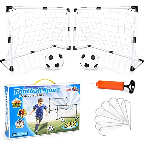 Offerta a tempo: Dreamon Set di 2 Porte da Calcio per Bambini con Palla e Pompa, Porta da Calcio da Giardino Giocattolo Sportivo per Esterni Indoor Regalo di Natale per Bambini, Giochi Bambina 3 5 6 7 anni - 0.00% da 27.98 € a 27.98 €