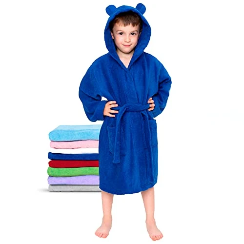 Limited-time offer: Twinzen - Bathrobe Kids for Boys & Girls - 100% Cotton Oeko-TEX® - Belt, 2 Pockets, Hood with Ears from 19.99 GBP to 19.99 GBP (save 0%)