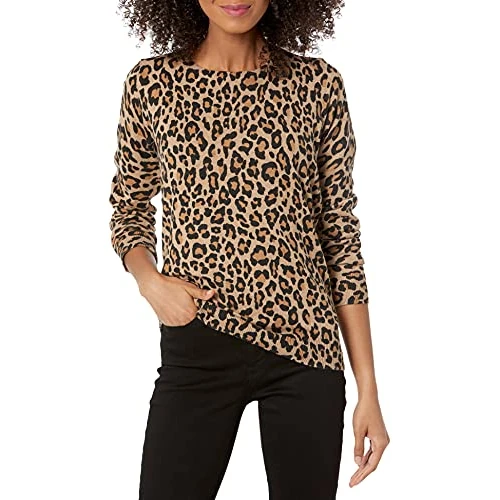 Zeitlich begrenztes Angebot: Amazon Essentials Damen Pullover Langarm Leicht mit Rundhalsausschnitt (Erhältlich in Übergröße), Kamelbraun Gepard, XL von 21.20 € auf 21.20 € (0.00% Rabatt)
