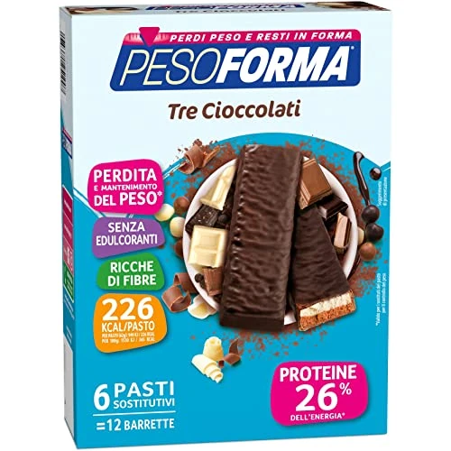 Offerta a tempo: Pesoforma - Pesoforma Barrette ai Tre Cioccolati Sostituti Pasto 12 Pezzi per 6 Pasti - 976784785 — 20% da 12,40 € a 9,86 €