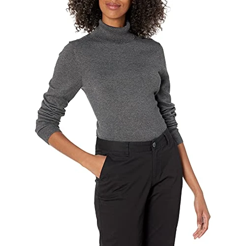 Zeitlich begrenztes Angebot: Amazon Essentials Damen Leichter Classic- Fit-Langarmpullover, Dunkelgrau Meliert, XS von 24.20 € auf 24.20 € (0.00% Rabatt)