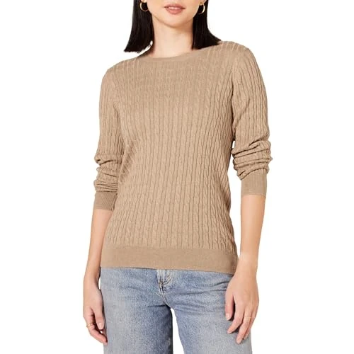 Limited offer: Amazon Essentials Women's Lightweight Cable Crewneck Sweater, Long Sleeve (Available in Plus Size) from 26.30 USD to 26.30 USD (save 0%)