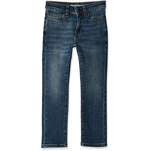 Amazon Essentials Dżinsy chłopięce, wąski krój, elastyczny dżins, średni sprany, rozmiar 12 Slim