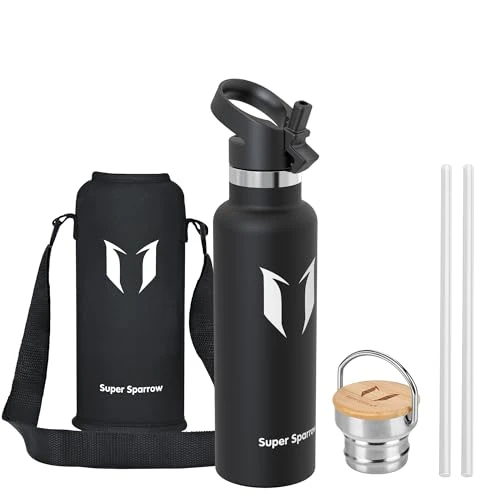 Offre limitée : Super Sparrow Gourde Isotherme - Bouteille Isotherme - 620ml - Gourde Inox Bouche Standard - Gourde Sport Étanche - Gourde Enfant sans BPA, pour Sport, Gym, Voyage de 18.95 € à 17.95 € (5% de remise)