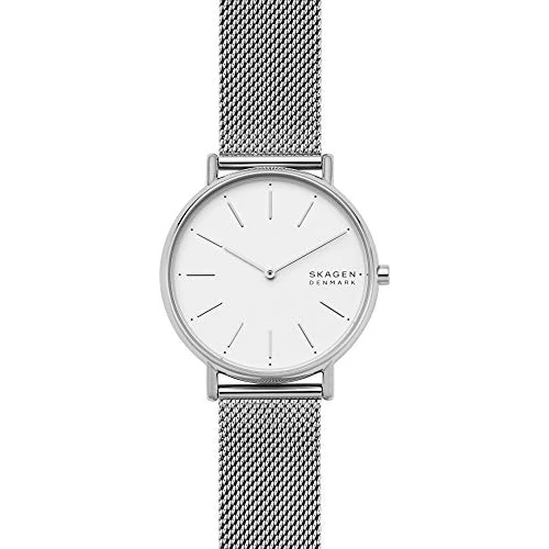 Offerta a tempo: Skagen Signatur Orologio da donna, Movimento al quarzo a due lancette con cinturino in acciaio inossidabile o in pelle, 38 mm, Grigio e bianco - 53% da 100.17 € a 46.70 €