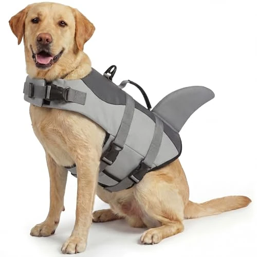 Offerta a tempo: ASENKU Giubbotto Salvagente per Cani, Giubbotto Salvataggio Cane Squalo per Nuoto e Sport Acquatici,con Maniglia Superiore e Cintura di Sicurezza Regolabile,per Cani di Taglia Piccola Media Grande XXL - 19% da 46.99 € a 37.94 €
