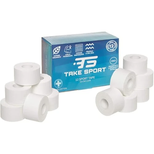 Offerta a tempo: TS TAKE SPORT, LEADER ITALIANO NEL SETTORE BENDAGGI! Tape sportivo, Tape dita crossfit, Nastro bendaggi sportivi. Sport tape, 12 rotoli cerotti sportivi 3,8 x 10m, 100% Cotone, Bordo Zig Zag - 0.00% da 39.00 € a 39.00 €