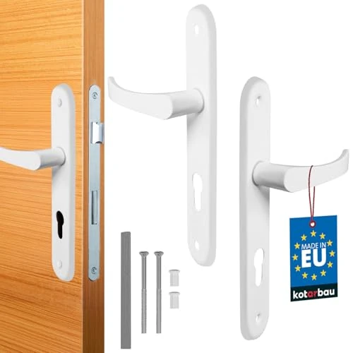 Oferta limitada: KOTARBAU® Juego de manillas para Puerta, Manilla de Cilindro de Perfil, 72 mm, Manillas de Aluminio - Blanco, 2 Manetas, Manijas de Placa Larga, Diseño clásico, Kit de Montaje Incluido, Picaportes de 7.11 € a 6.81 € (ahorro 4%)