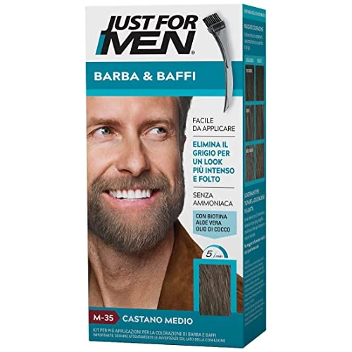 Offerta a tempo: Just For Men Barba & Baffi, Tinta Per Barba Uomo, Tintura Senza Ammoniaca, Elimina I Peli Grigi, Con Pettine Applicatore, Colore Castano Medio, M35 - 0.00% da 7.90 € a 7.90 €