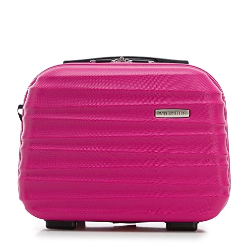 WITTCHEN Necessaire da viaggio Custodia per cosmetici Valigia da viaggio Bagaglio a mano Valigia cabina Valigia ABS Borsa da toilette Rigido Groove Line rosa Ryanair/ITA Airways/easyJet