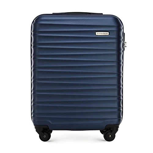WITTCHEN GROOVE Line Mała walizka Walizka kabinowa Bagaż podręczny Bagaż kabinowy Twardy bagaż ABS Zamek szyfrowy Teleskopowa rączka 4 obrotowe kółka Rozmiar S Granatowy