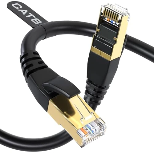 Tijdelijke aanbieding: DbillionDa Cat8 Ethernet-kabel, voor buiten en binnen, 7,6 m zware 26AWG Cat8 LAN-kabel, weerbestendig, met vergulde RJ45-connector, 40 Gbps 2000 MHz hoge snelheid voor router/gaming van 17.68 € naar 17.68 € (0.00% korting)