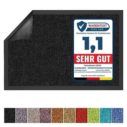 Zeitlich begrenztes Angebot: Floordirekt Schmutzfangmatte Rhine - waschbare & leistungsstarke Fußmatte - Sauberlaufmatte mit Rutschfester Rückseite - Türmatte für den Eingangsbereich (Schwarz, 40 cm x 60 cm) von 8.90 € auf 8.90 € (0.00% Rabatt)