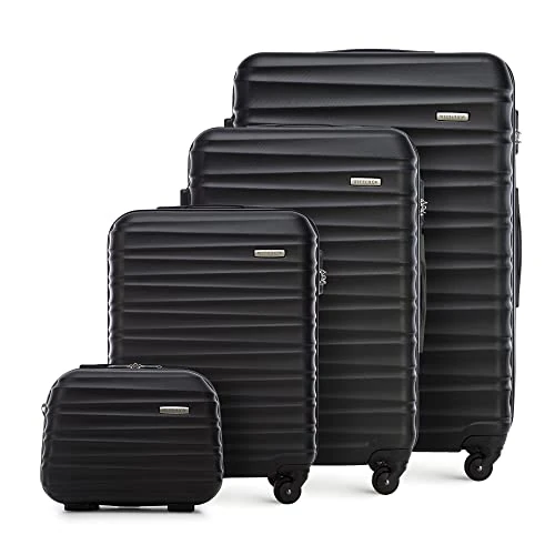 Oferta limitada: WITTCHEN Juego de 4 Maletas con Neceser Trolley de Equipaje de Mano en ABS 4 Ruedas Spinner Cerradura de combinación asa telescópica Groove Line Negro Ryanair/Vueling/Iberia/easyJet/Iberia Express de 240.00 € a 240.00 € (ahorro 0.00%)