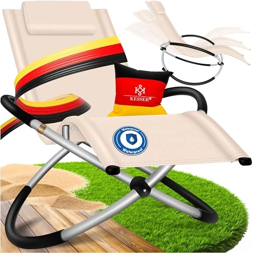 Oferta limitada: KESSER® Tumbona, Silla Relax| Tumbona de jardín | Silla de jardín | Silla Plegable | Sofá de Columpio | Silla Mecedora | Sillas ergonómicas reclinables | Resistente a la Intemperie, Beige de 57.80 EUR a 57.80 EUR (ahorro 0%)