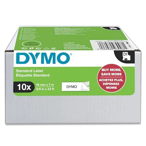 Offerta a tempo: DYMO D1 etichette originali | stampa nera su bianco | 19 mm x 7 mm | etichette autoadesive per etichettatrice LabelManager | 10 pezzi - 0.00% da 149.72 € a 149.72 €